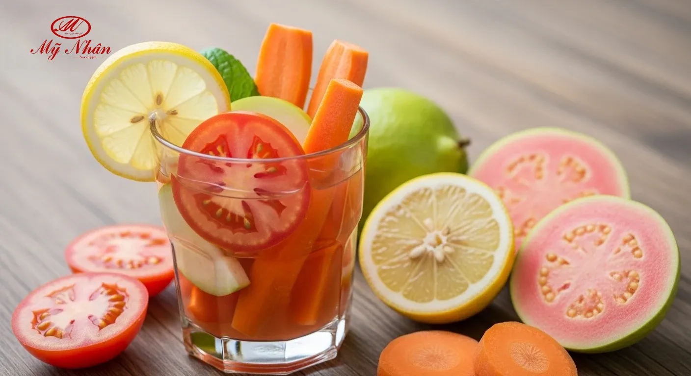 Nước ép cà chua, cà rốt, chanh và ổi giàu Vitamin C giúp ức chế nám