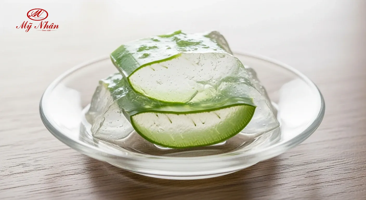 Cấu trúc gel lô hội trong suốt, làm nổi bật hoạt chất trị nám Aloesin.