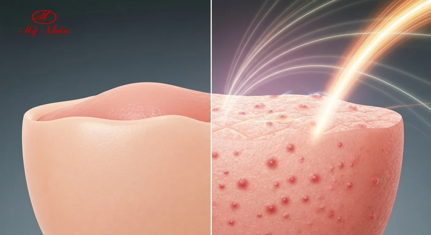 Hình ảnh minh họa hormone ảnh hưởng đến tuyến bã nhờn gây mụn nội tiết.